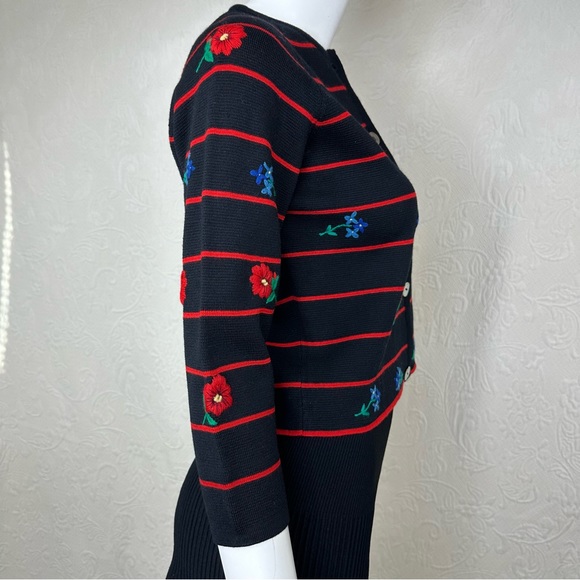 Alix International 60s Wool VTG Italian Floral Cardigan - Picture 4 of 14